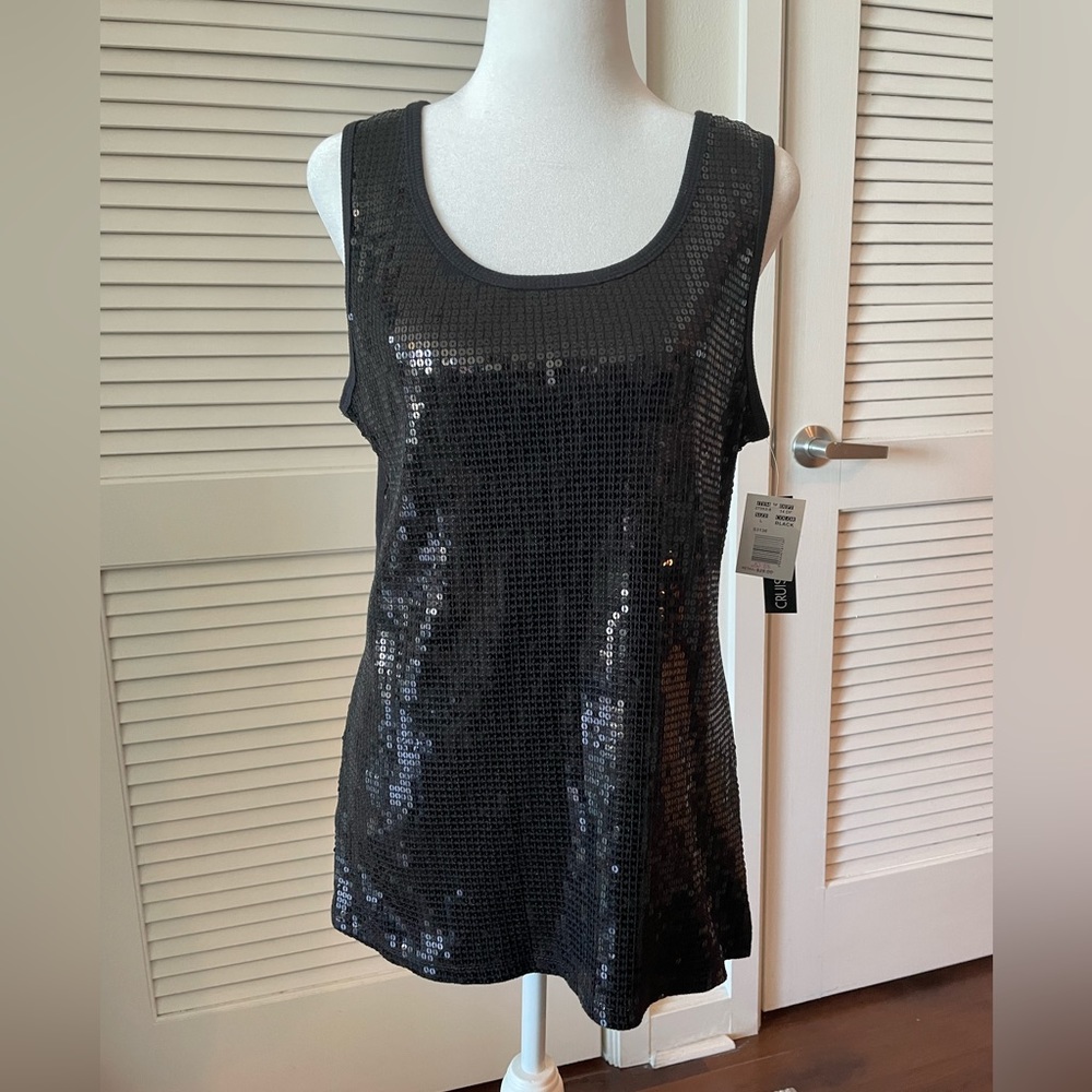 Black Sequins Tank Top